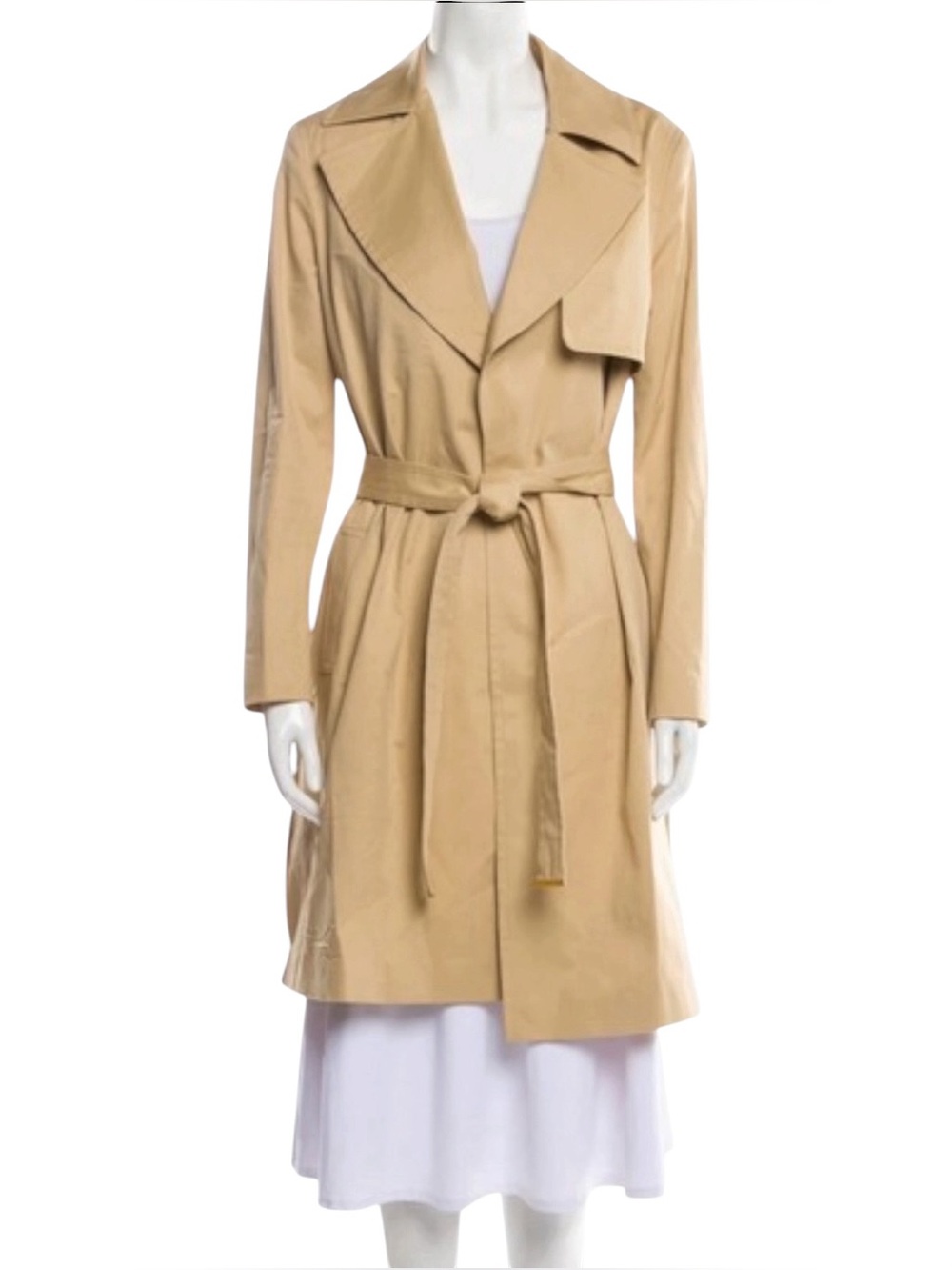 NWT Cuyana Classic Notch Lapel No Closure Belted Trench Coat, Size M